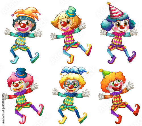 Set of clown cartoon character