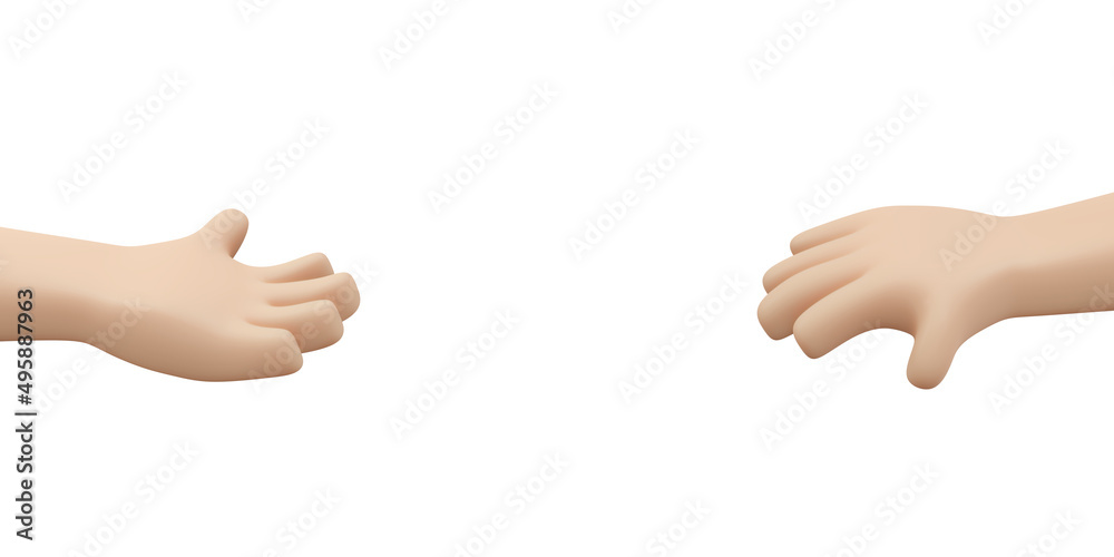 Hand Held Out For Help Unity 3D Rendering of hand reaching to each other concept of help support ...
