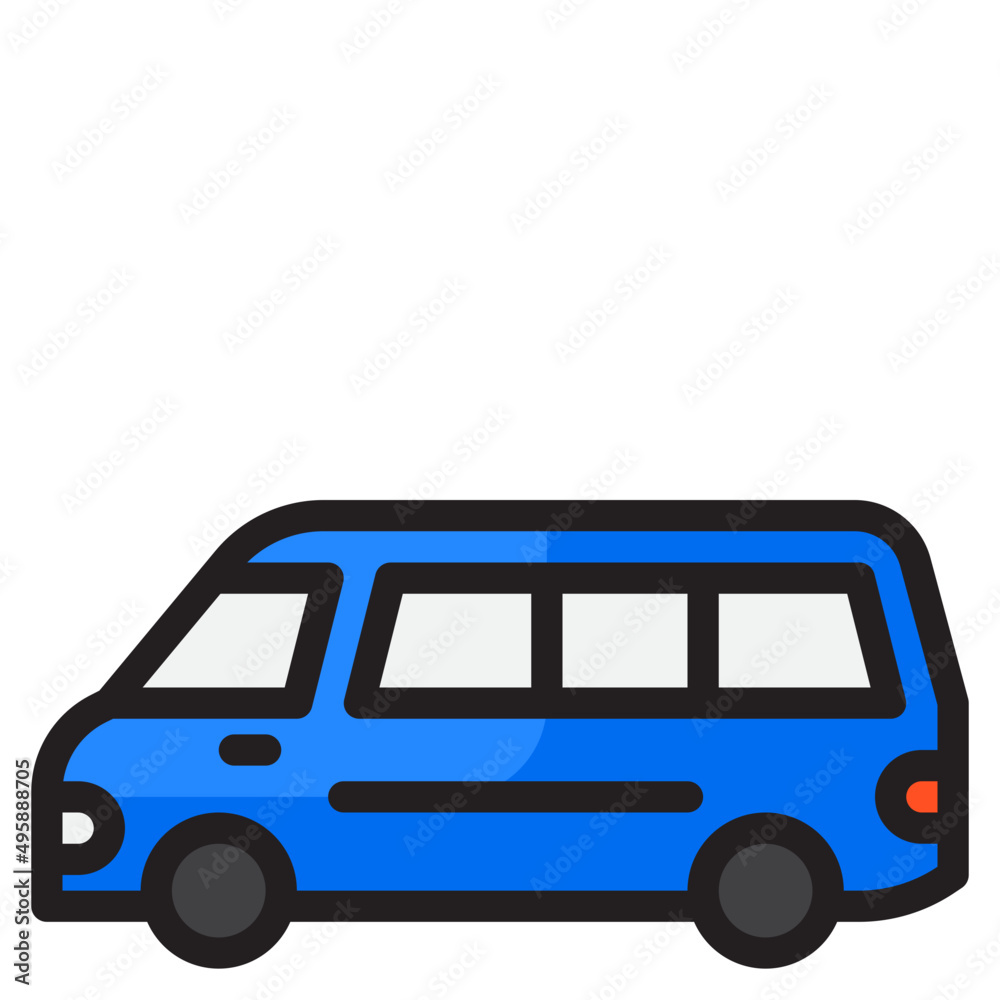 minibus color line style icon