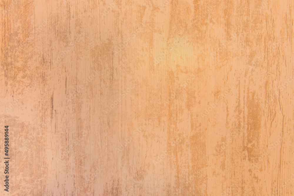 Naklejka premium Wood light brown board texture, bright orange plank background