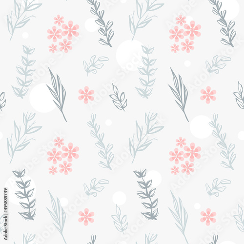 Floral seamless pattern in delicate pastel pink colors. Abstract vector floral patterns for fashion, textiles and interiors. Delicate summer, spring floral motif for dress, textiles, wrapping paper