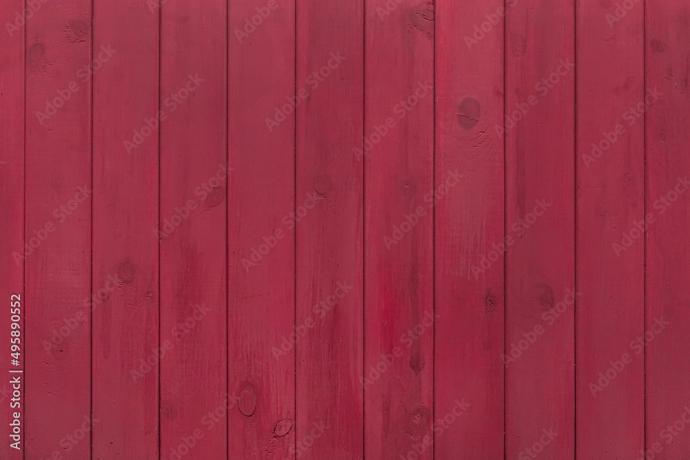 Fototapeta premium Dark crimson paint color burgundy wooden texture fence board background
