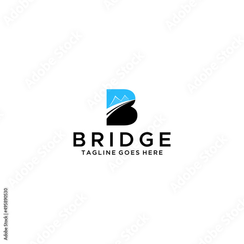 B letter initial bridge symbol vector icon logo design