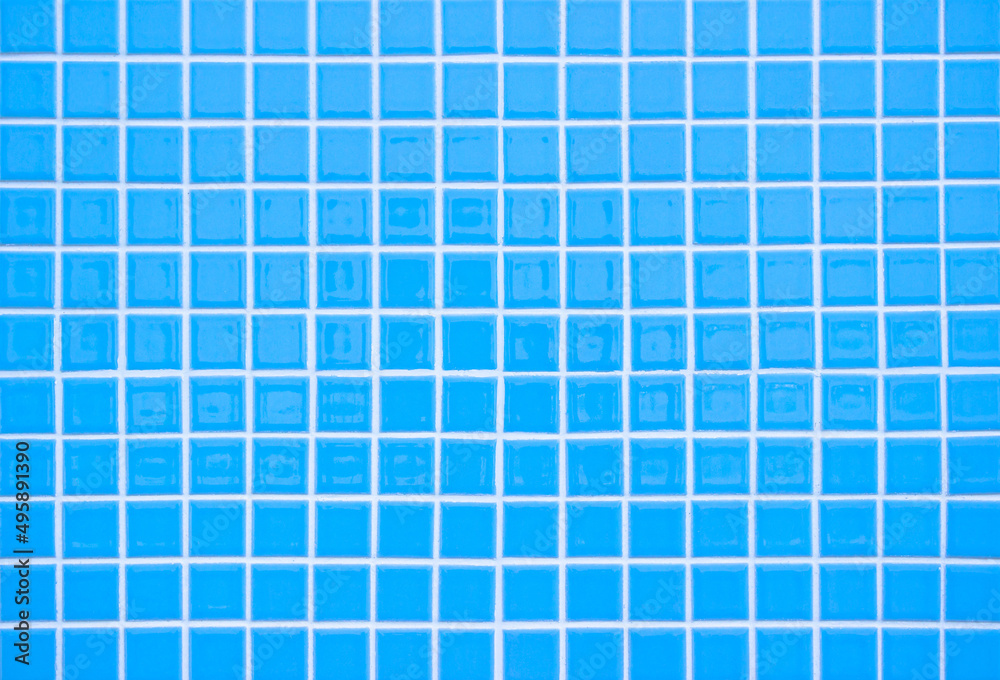 Blue pastel ceramic wall and floor tiles mosaic abstract background. Design geometric wallpaper texture decoration.	