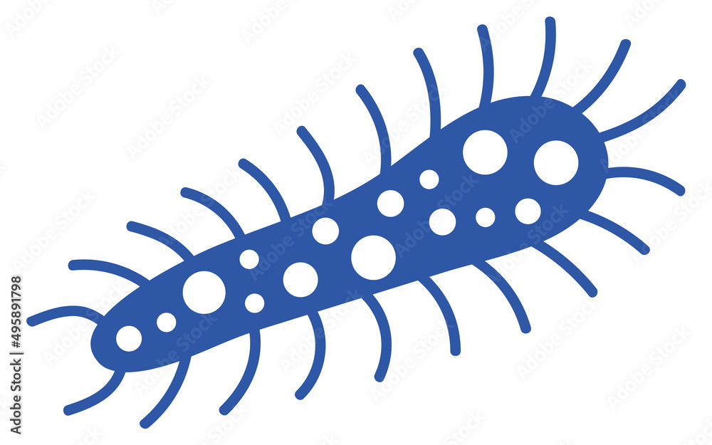 Blue pathogen cell. Bacteria icon. Amoeba sign Blue pathogen cell. Bacteria icon. Amoeba sign