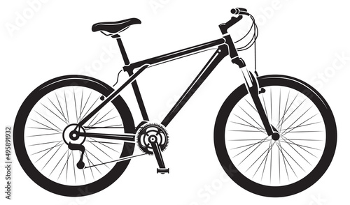Black bicycle icon. Riding transport. Bike symbol photo