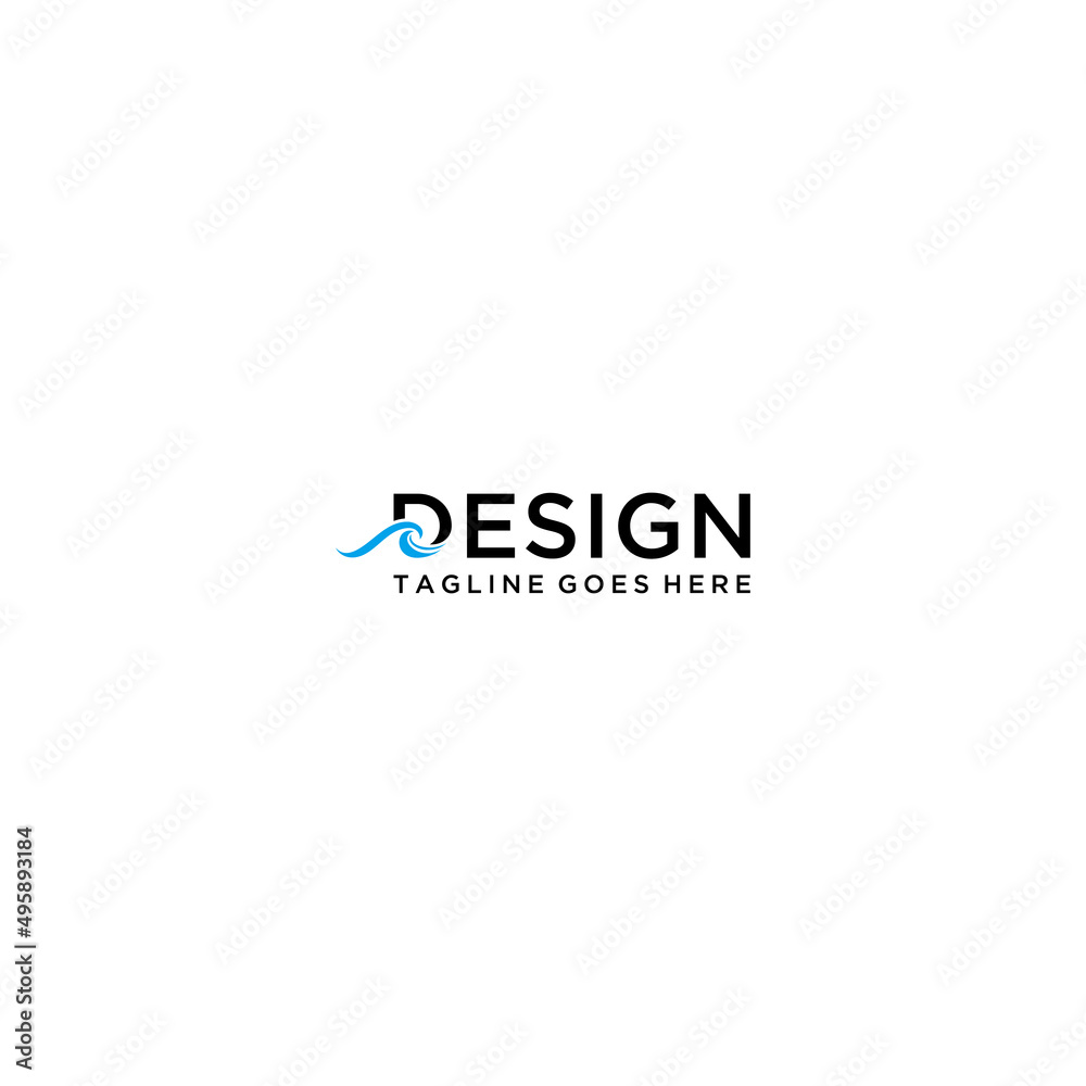 D initial and sea or water logo sign design D initial and sea or water logo sign design
