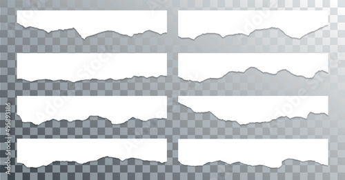 Torn edges of paper, craft design elements vector collection. Ripped edges paper borders