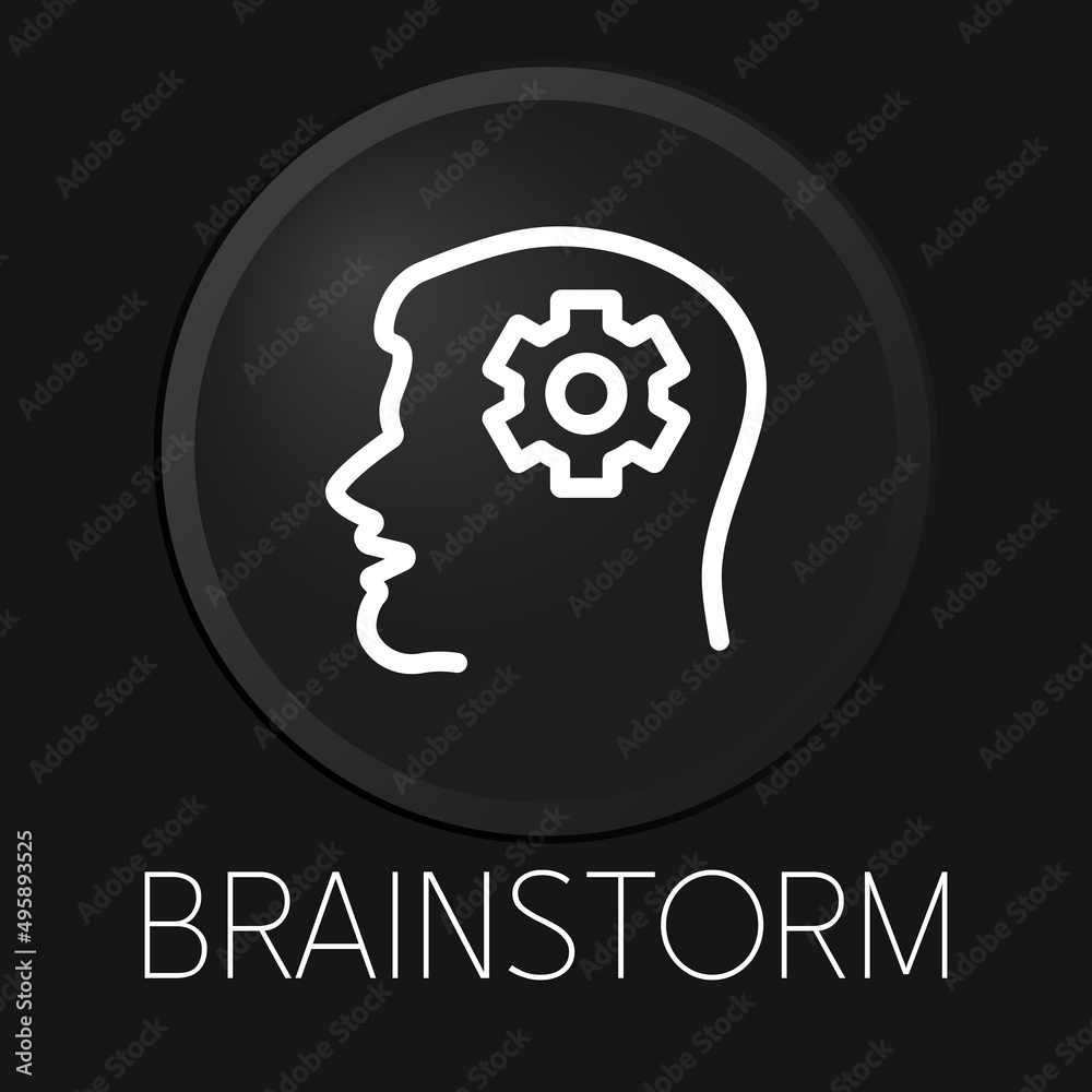 Fototapeta premium Brainstorm minimal vector line icon on 3D button isolated on black background. Premium Vector.