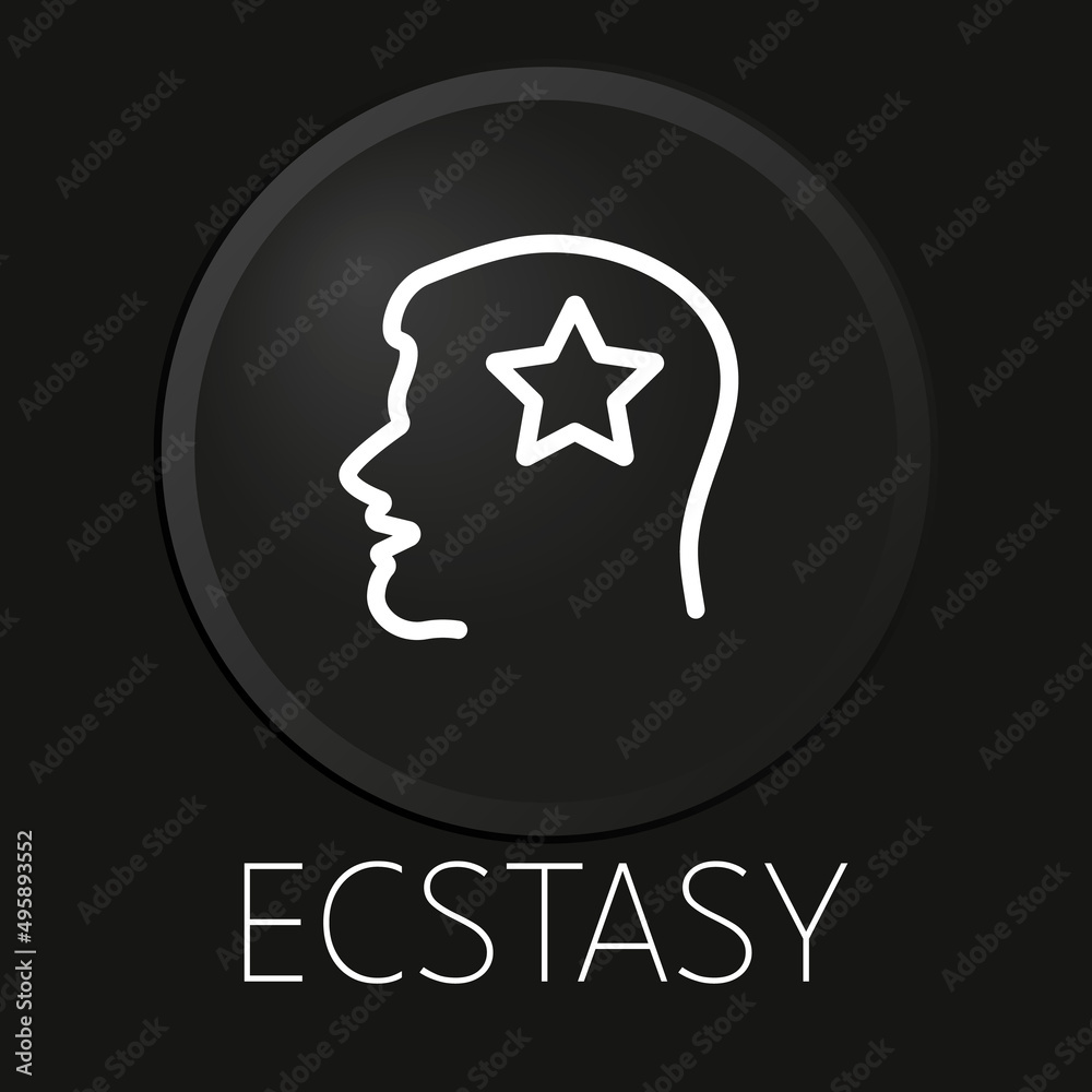 Ecstasy minimal vector line icon on 3D button isolated on black background. Premium Vector. Ecstasy minimal vector line icon on 3D button isolated on black background. Premium Vector.