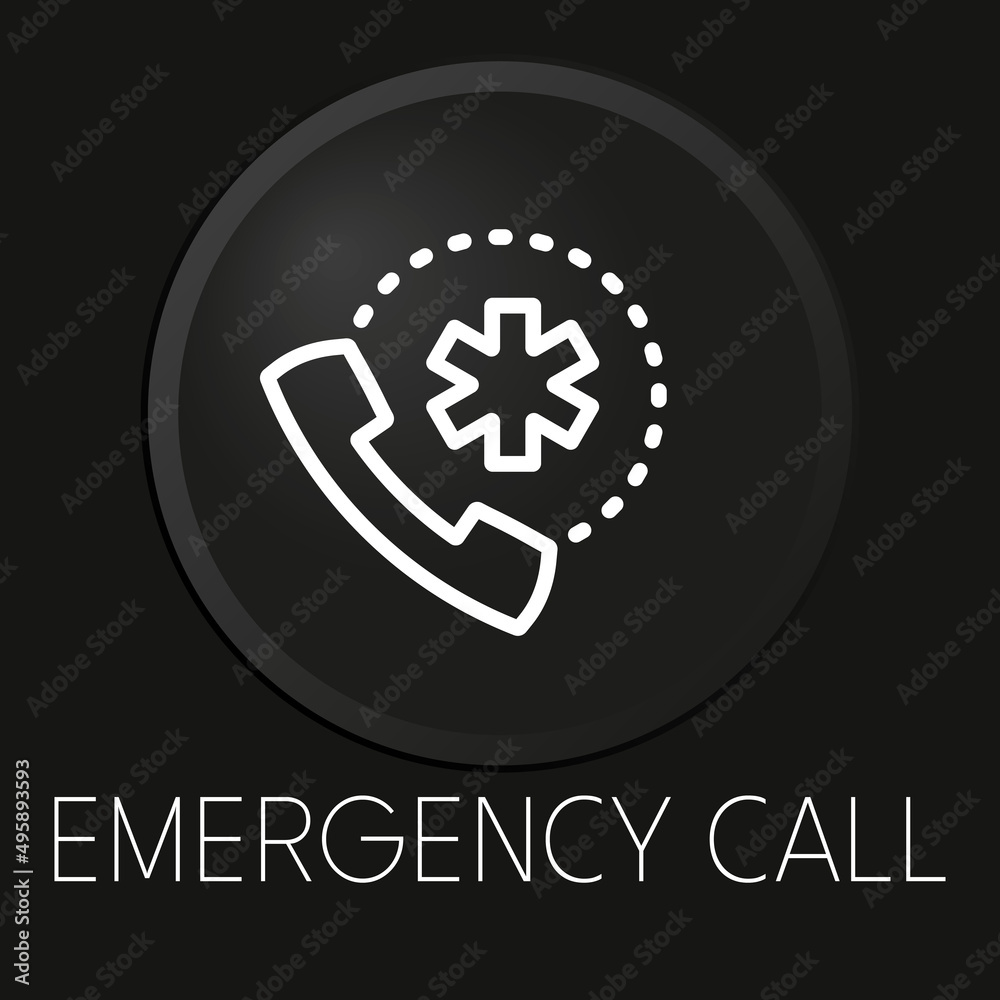 Obraz premium Emergency call minimal vector line icon on 3D button isolated on black background. Premium Vector.