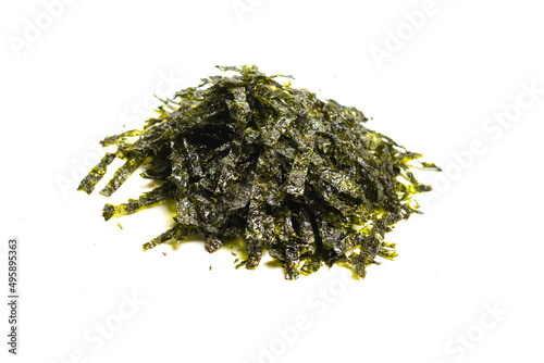 Tasty nori seaweed isolated on white background.