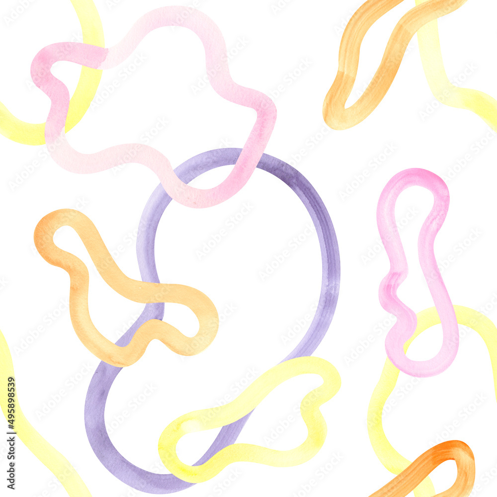 Abstract hand painted boho shapes painting, modern pastel coloured paint, watercolour seamless pattern, wrapping paper, background. Fun and creative colourful geometry shapes Abstract hand painted boho shapes painting, modern pastel coloured paint, watercolour seamless pattern, wrapping paper, background. Fun and creative colourful geometry shapes