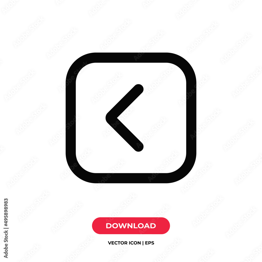 Angle square left icon vector. Left arrow sign Angle square left icon vector. Left arrow sign