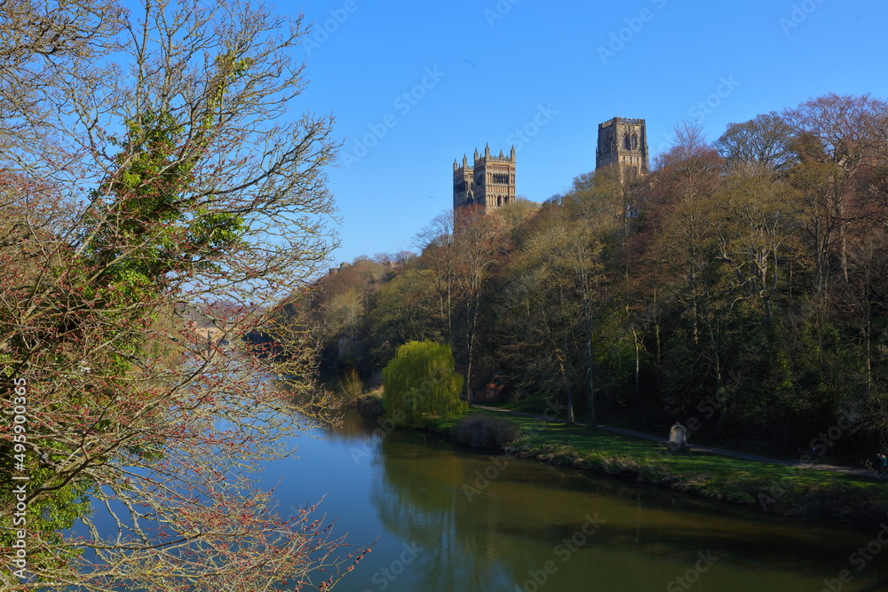 Durham Cathedral and the River Wear on a Sunny Spring Morning. County Durham, England, UK.