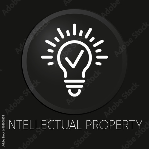 Intellectual property minimal vector line icon on 3D button isolated on black background. Premium Vector.