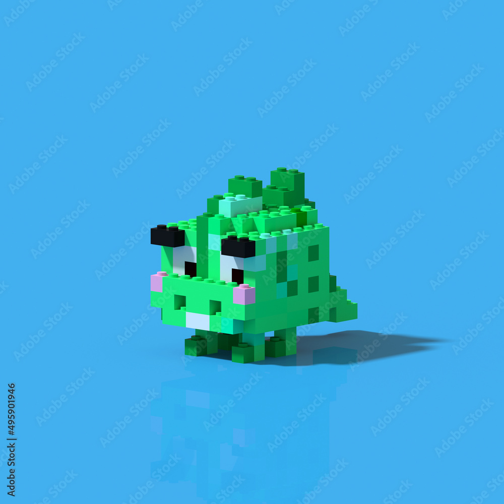 Obraz premium 3d pixel art Dinosaur character - 3d render
