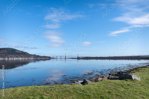 Kessock Bridge reflected in the Beauly Firth, Inverness, Scotland photo