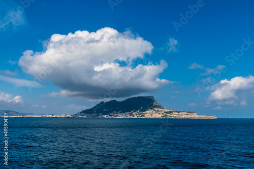 A view passing the southern tip of Gibralter showing the Levanter cloud formation on a spring day © Nicola