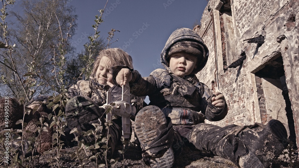 Children without a home, apocalypse, war Children without a home, apocalypse, war