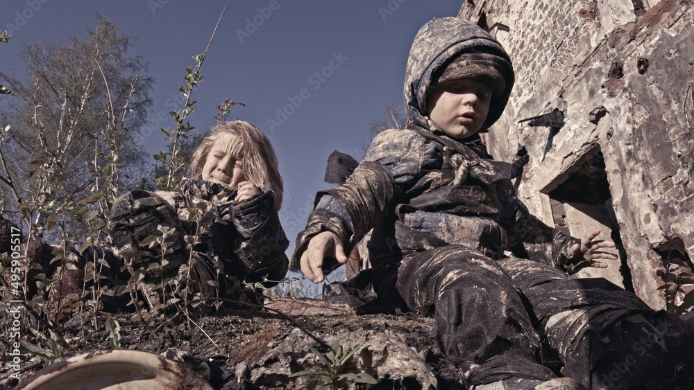 Children without a home, apocalypse, war Children without a home, apocalypse, war