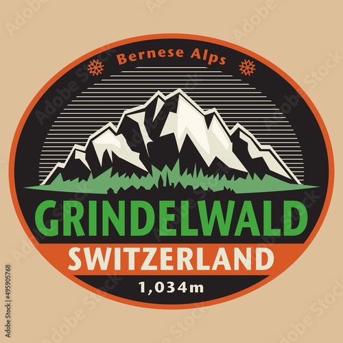 Emblem with the name of Grindelwald, Switzerland