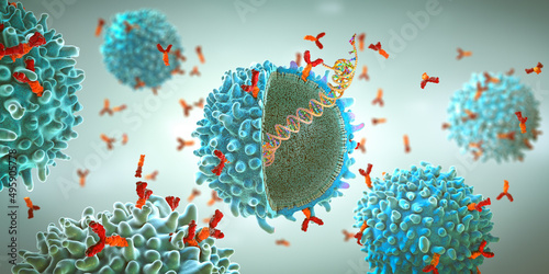 Genetically engineered chimeric antigen receptor immune cell with implanted mrna gene strand - 3d illustration photo