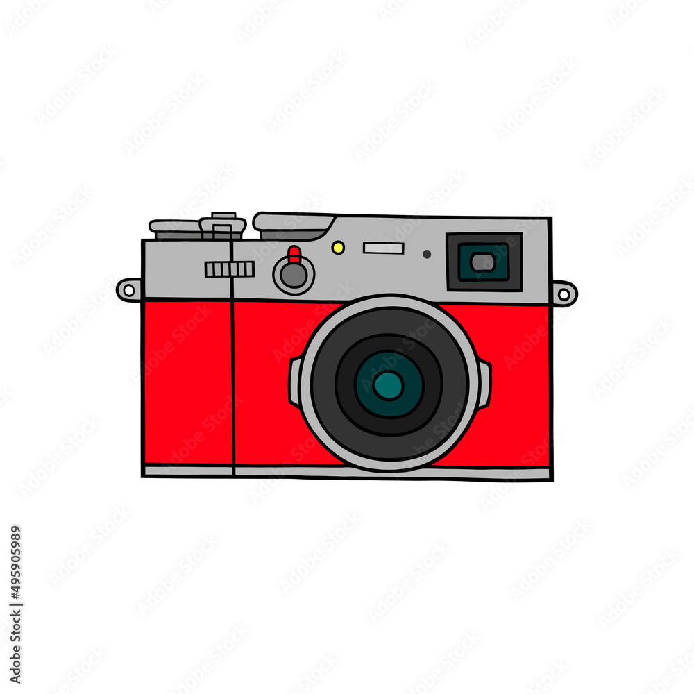 Vector illustration of a bright photo camera on a white background. Vector illustration of a bright photo camera on a white background.