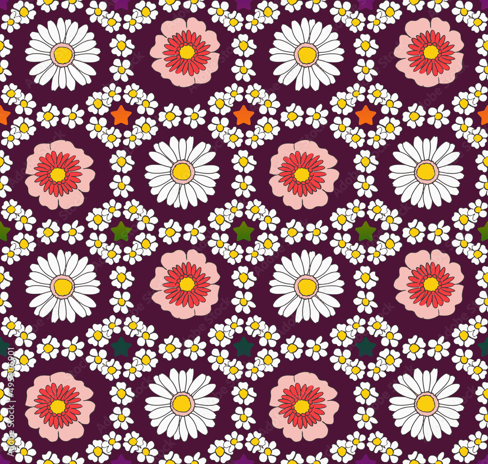 Petal Daisy Flowers Square Shaped Ditsy Florals Seamless Pattern Trendy Fashion Colors Perfect for Allover Fabric Print and Wrapping Paper Petal Daisy Flowers Square Shaped Ditsy Florals Seamless Pattern Trendy Fashion Colors Perfect for Allover Fabric Print and Wrapping Paper