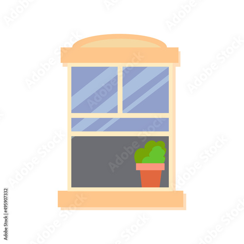 Window. Interior element. Cleaning the facade of the house. Window frame. Vector illustration isolated on white background. Cartoon style.