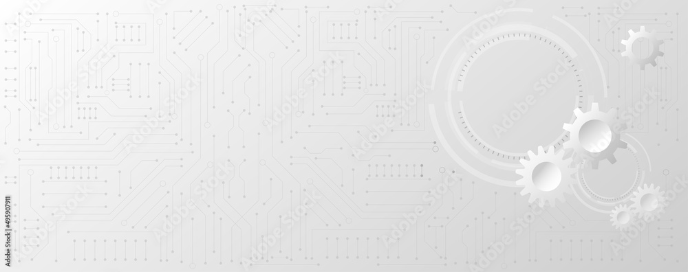 Black and white gear circle and circuit line technology abstract technology innovation concept vector background with some Elements of this image panorama Black and white gear circle and circuit line technology abstract technology innovation concept vector background with some Elements of this image panorama