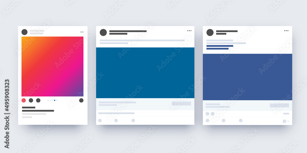 Social Media Instagram LinkedIn Facebook Template Mockup Simple Page Profile - obrazy, fototapety, plakaty 