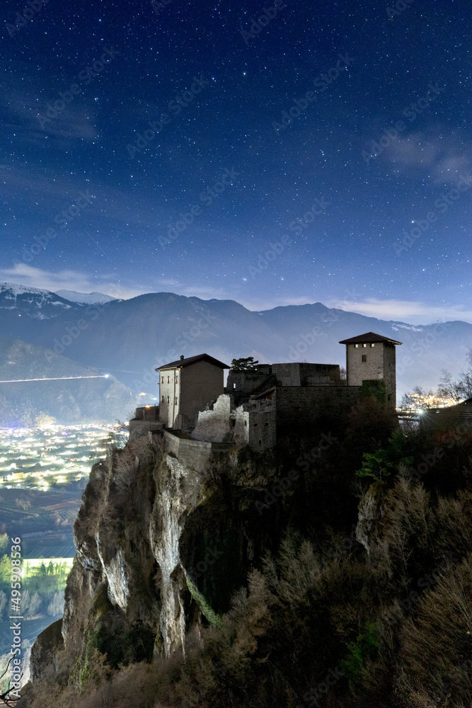 San Giovanni Castle is a medieval fortress overlooking the Chiese Valley. Bondone, Giudicarie, Trento province, Trentino Alto-Adige, Italy, Europe. 