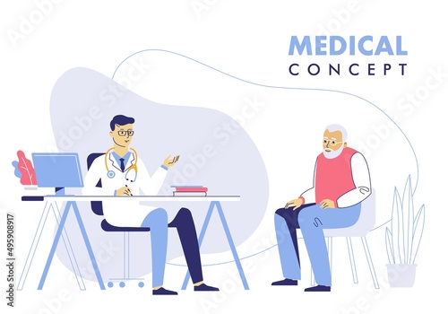 Medicine concept with doctor and old patient.