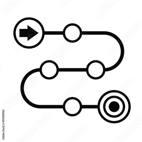 Product roadmap or project development roadmapping line art vector icon for apps and websites. Vector icon isolated on white background. EPS 10