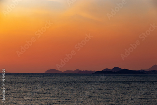 Orange sunset over a sea