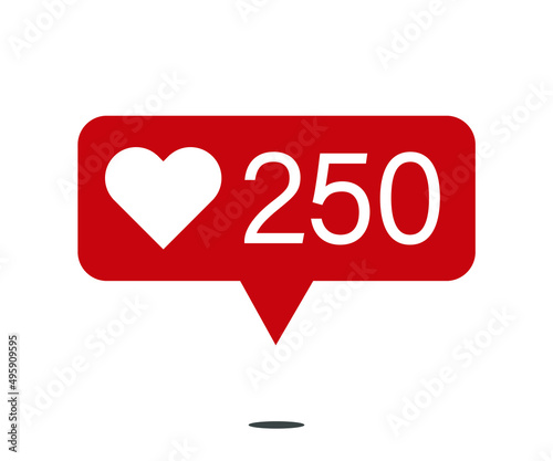250 likes. red social network notification icon with heart. vector illustration photo