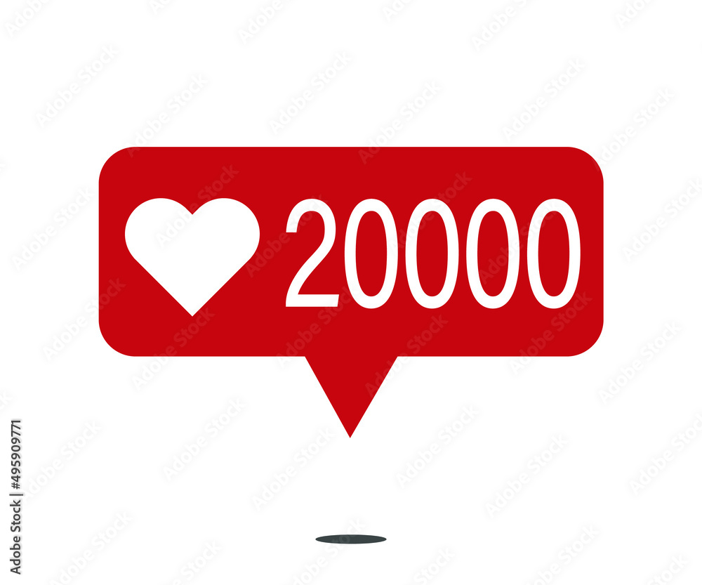 20000 likes. red social network notification icon with heart. vector illustration 20000 likes. red social network notification icon with heart. vector illustration