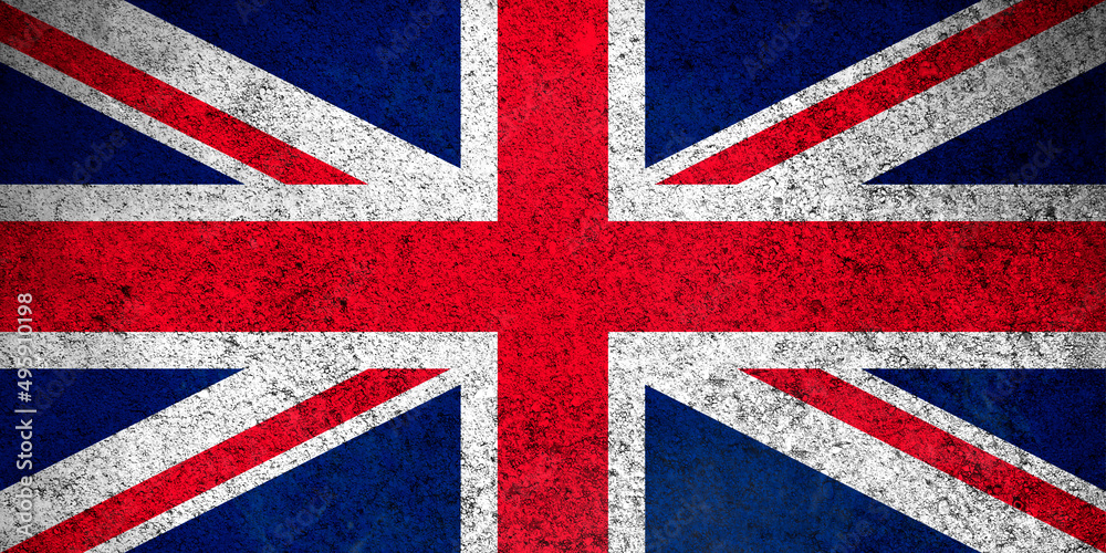 Fototapeta premium United Kingdom flag, grunge texture background. National country flag painted on concrete wall