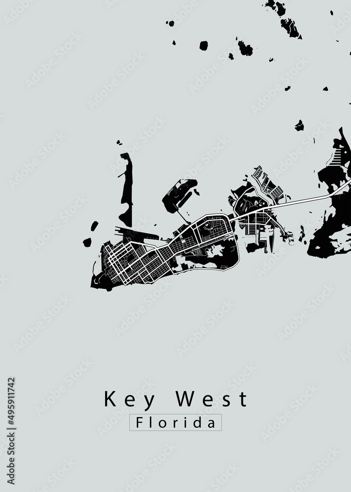 Obraz premium Key West Florida City Map