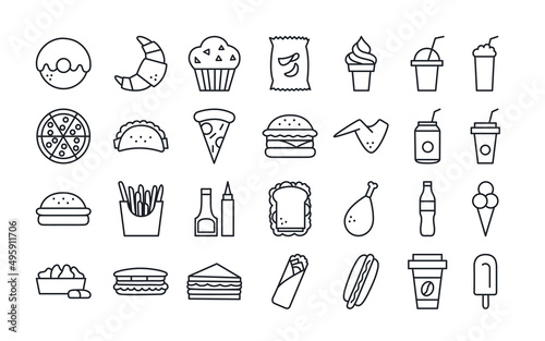 Fast food icons. Isolated vector icon set