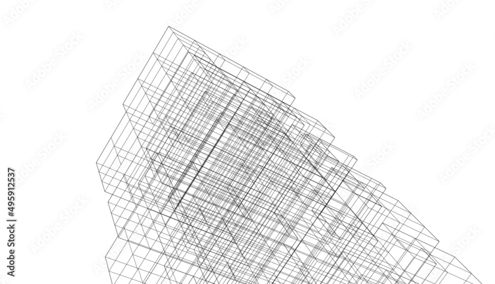 architecture building 3d drawing 