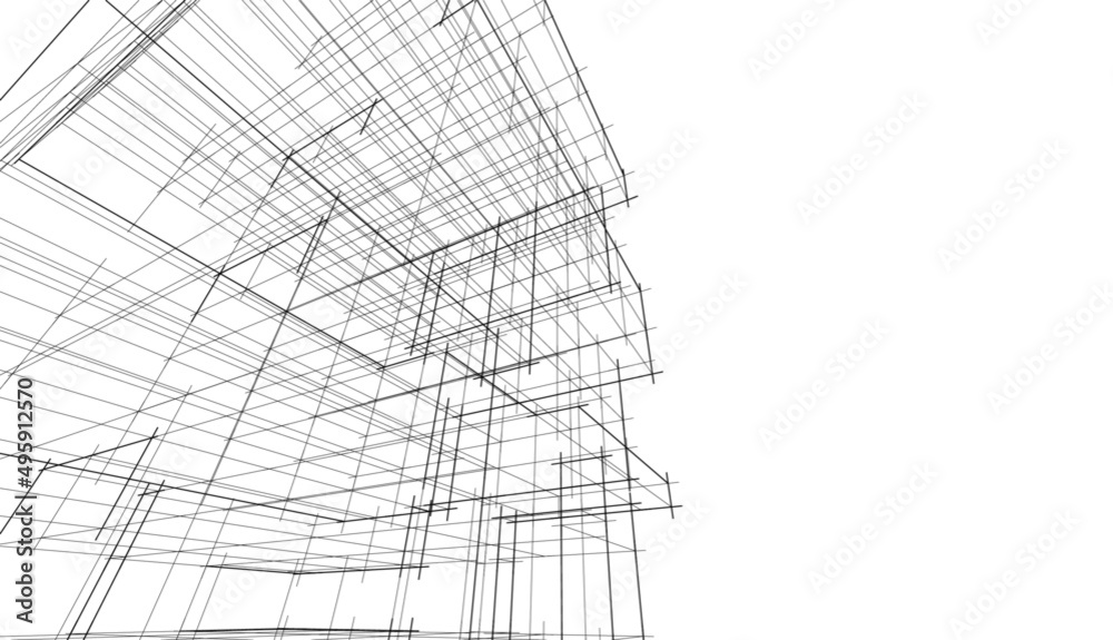 architecture building 3d drawing 