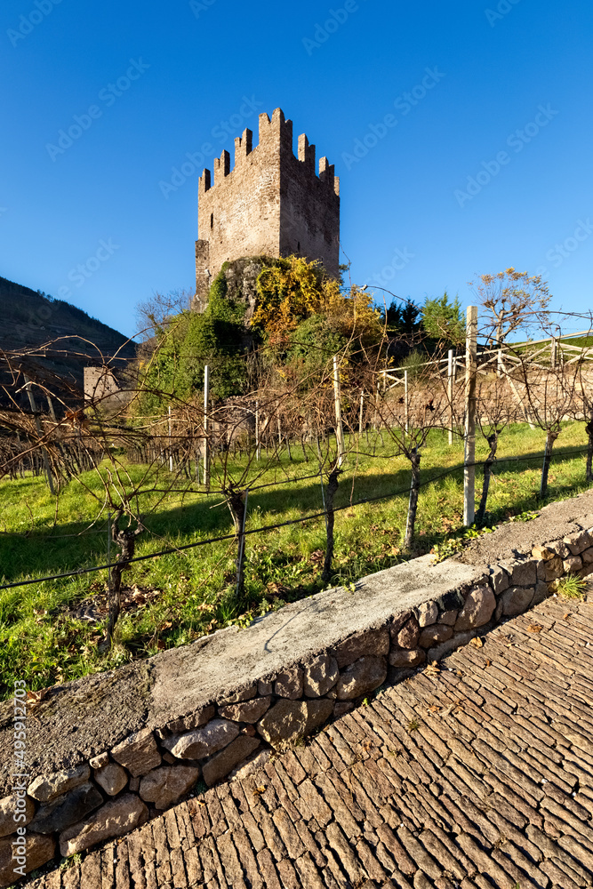 The medieval castle of Segonzano. Cembra valley, Trento province, Trentino Alto-Adige, Italy, Europe.