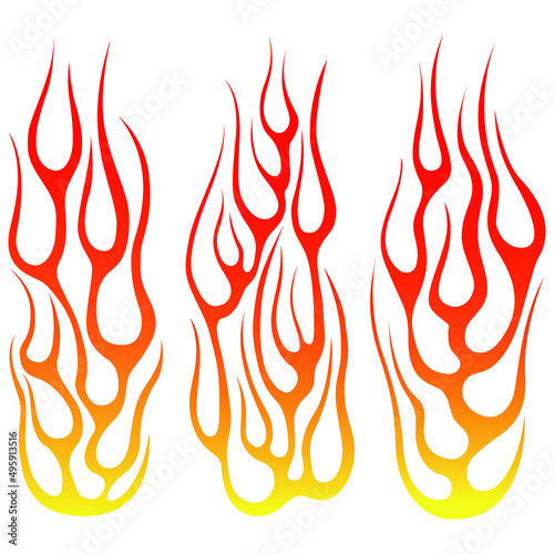 Fire flames isolated on white background. Tribal tattoo design.