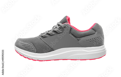 Stylish female sneakers on a white background.