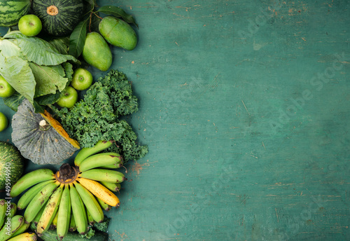 Fototapeta Naklejka Na Ścianę i Meble -  fresh green vegetables and fruits
