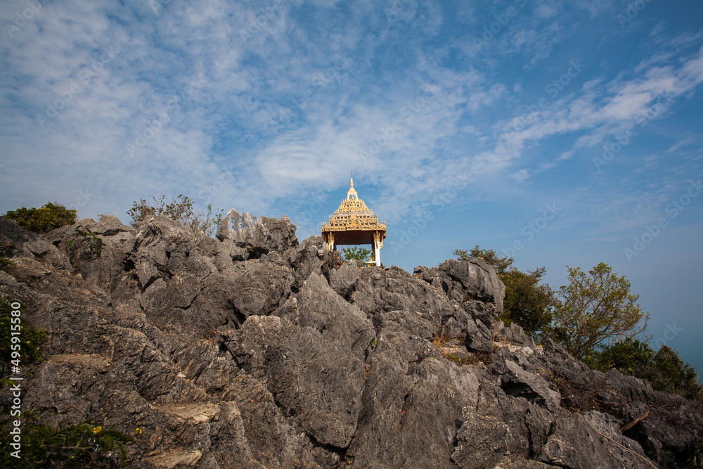 Traditional Thai Pavilion on the top of Khao Lom Muak Mountain, Prachuap Khiri Khan province province, Southern Thailand