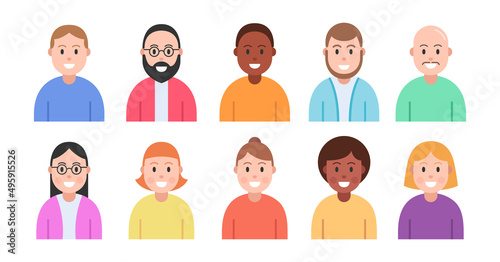 Characters icons set of modern people. Male and female avatars. Vector illustrator.