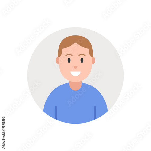 Avatar young man. Male character icon in circle. Vector illustrator.
